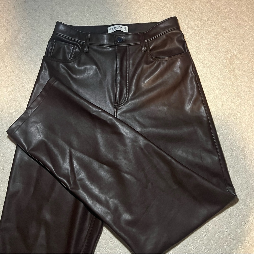 Abercombie and Fitch Vegan Leather 90s Straight Pant